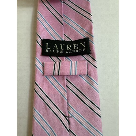 Lauren Ralph Lauren Men's Neck Tie Pink Striped Silk/Cotton Preppy Trendy - Picture 2 of 13